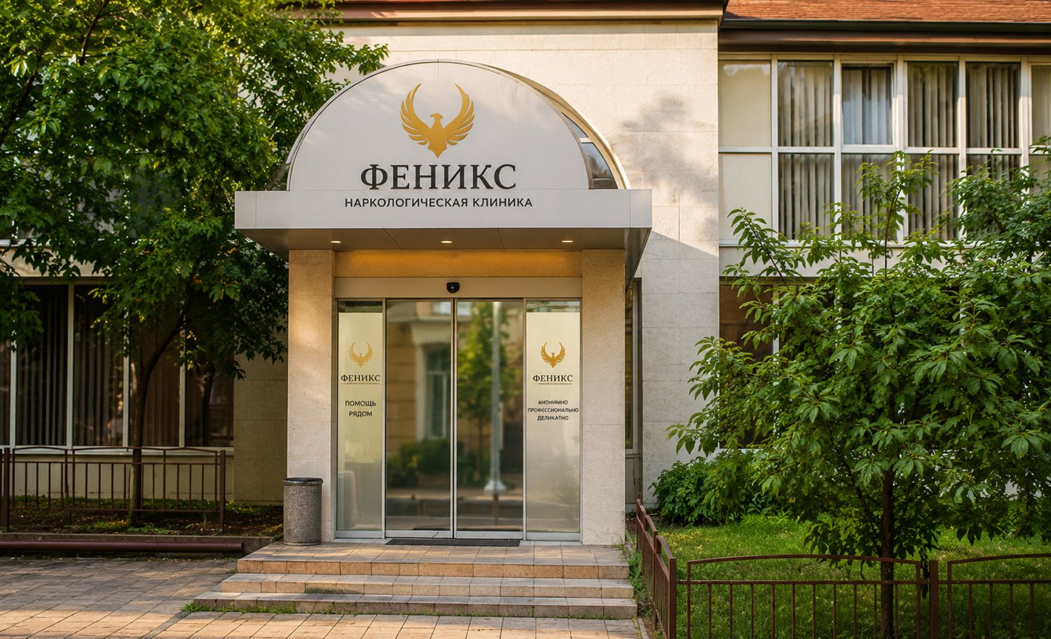 Вход в наркологическую клинику «Феникс» в Нижнем Ломове